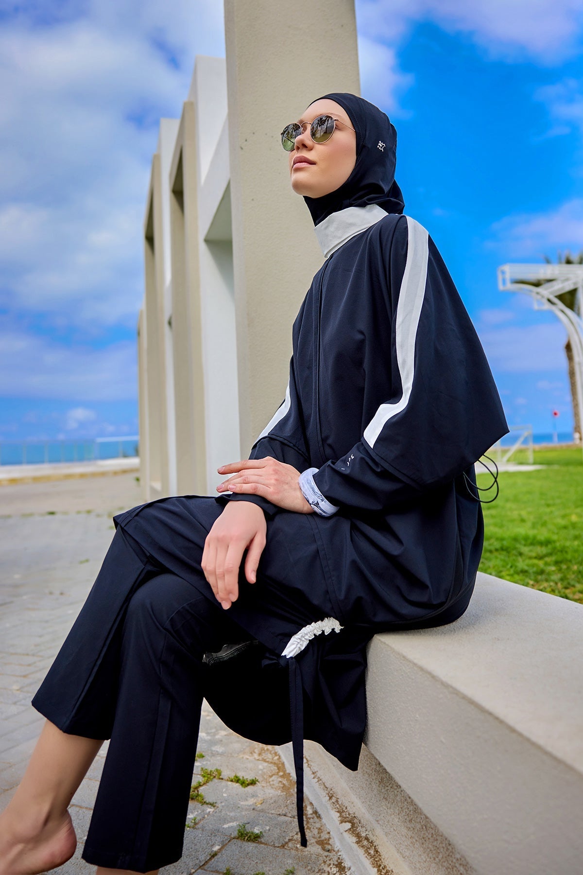 Black Full Coverage Modest Swimwear Burkini Set M2521-3 Covered Burkini Swimwear La Vie Bien Black Full Coverage Modest Swimwear Burkini Set M2521-3