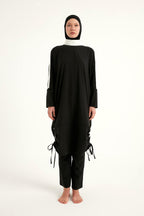 Black Full Coverage Modest Swimwear Burkini Set M2521-3 Covered Burkini Swimwear La Vie Bien Black Full Coverage Modest Swimwear Burkini Set M2521-3
