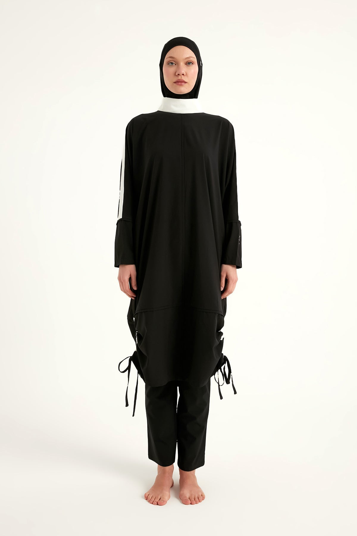 Black Full Coverage Modest Swimwear Burkini Set M2521-3 Covered Burkini Swimwear La Vie Bien Black Full Coverage Modest Swimwear Burkini Set M2521-3