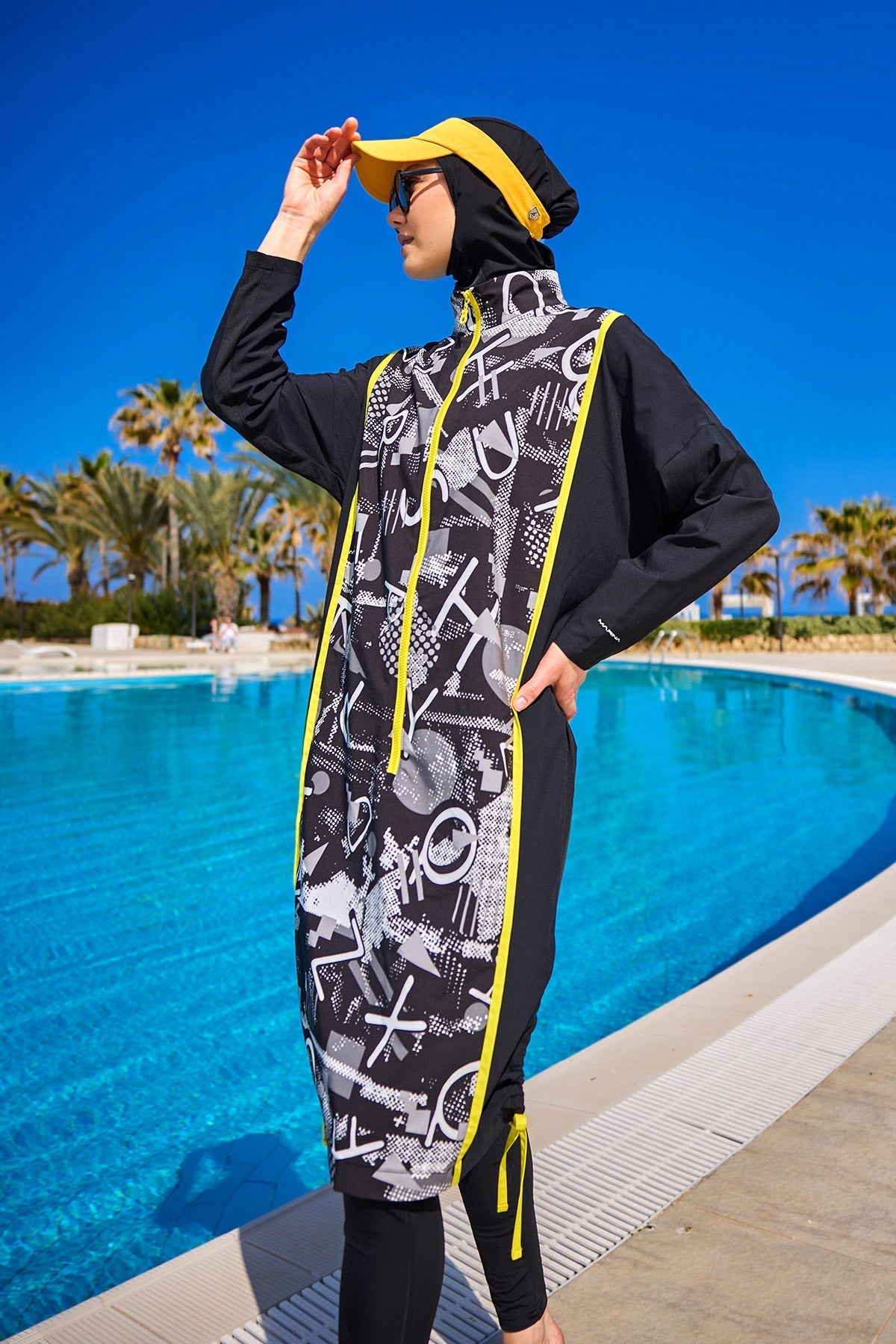 Black Full Coverage Modest Swimwear Burkini Set M2536 Covered Burkini Swimwear La Vie Bien Black Full Coverage Modest Swimwear Burkini Set M2536