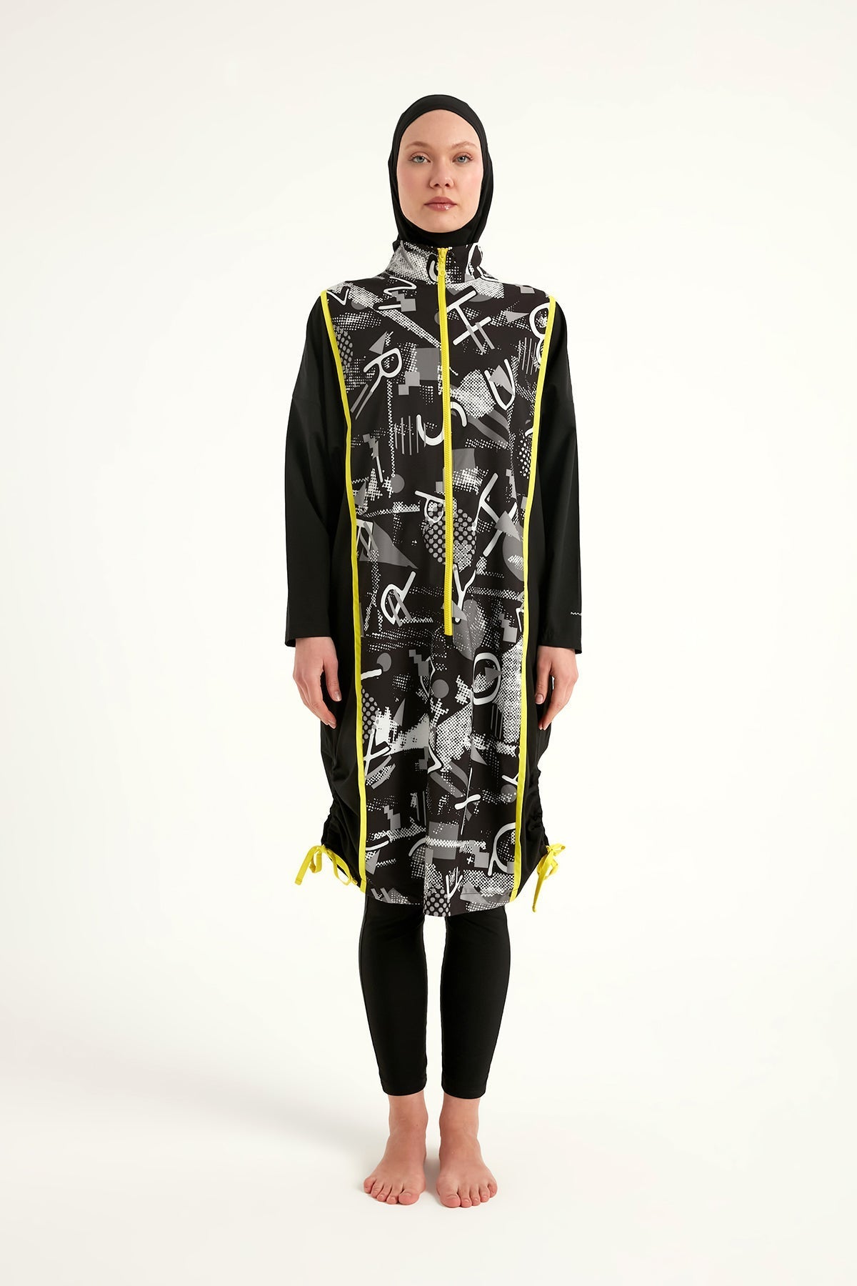 Black Full Coverage Modest Swimwear Burkini Set M2536 Covered Burkini Swimwear La Vie Bien Black Full Coverage Modest Swimwear Burkini Set M2536