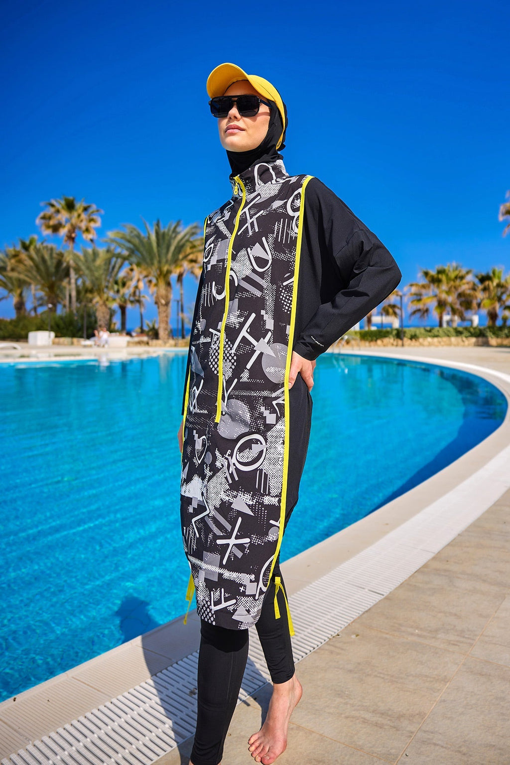 Black Full Coverage Modest Swimwear Burkini Set M2536 Covered Burkini Swimwear La Vie Bien Black Full Coverage Modest Swimwear Burkini Set M2536