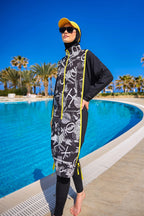 Black Full Coverage Modest Swimwear Burkini Set M2536 Covered Burkini Swimwear La Vie Bien Black Full Coverage Modest Swimwear Burkini Set M2536