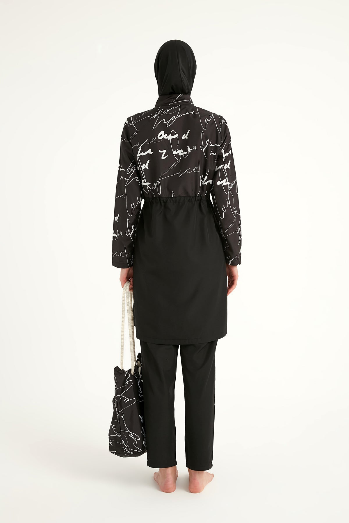 Black Full Coverage Modest Swimwear Set for Women R2501 Covered Burkini Swimwear La Vie Bien Black Full Coverage Modest Swimwear Set for Women R2501