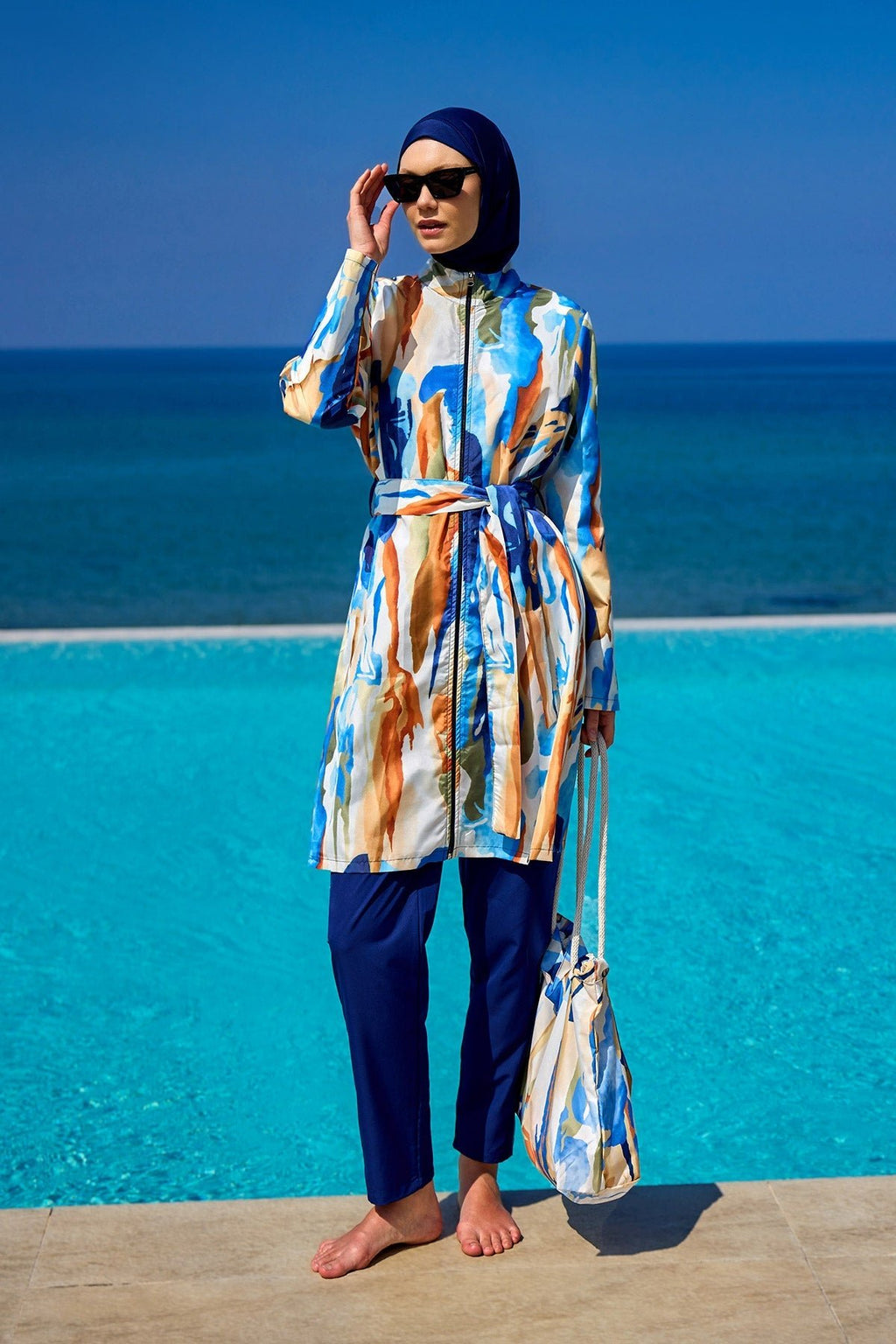 Black Full Coverage Modest Swimwear Set for Women R2514 Covered Burkini Swimwear La Vie Bien Black Full Coverage Modest Swimwear Set for Women R2514