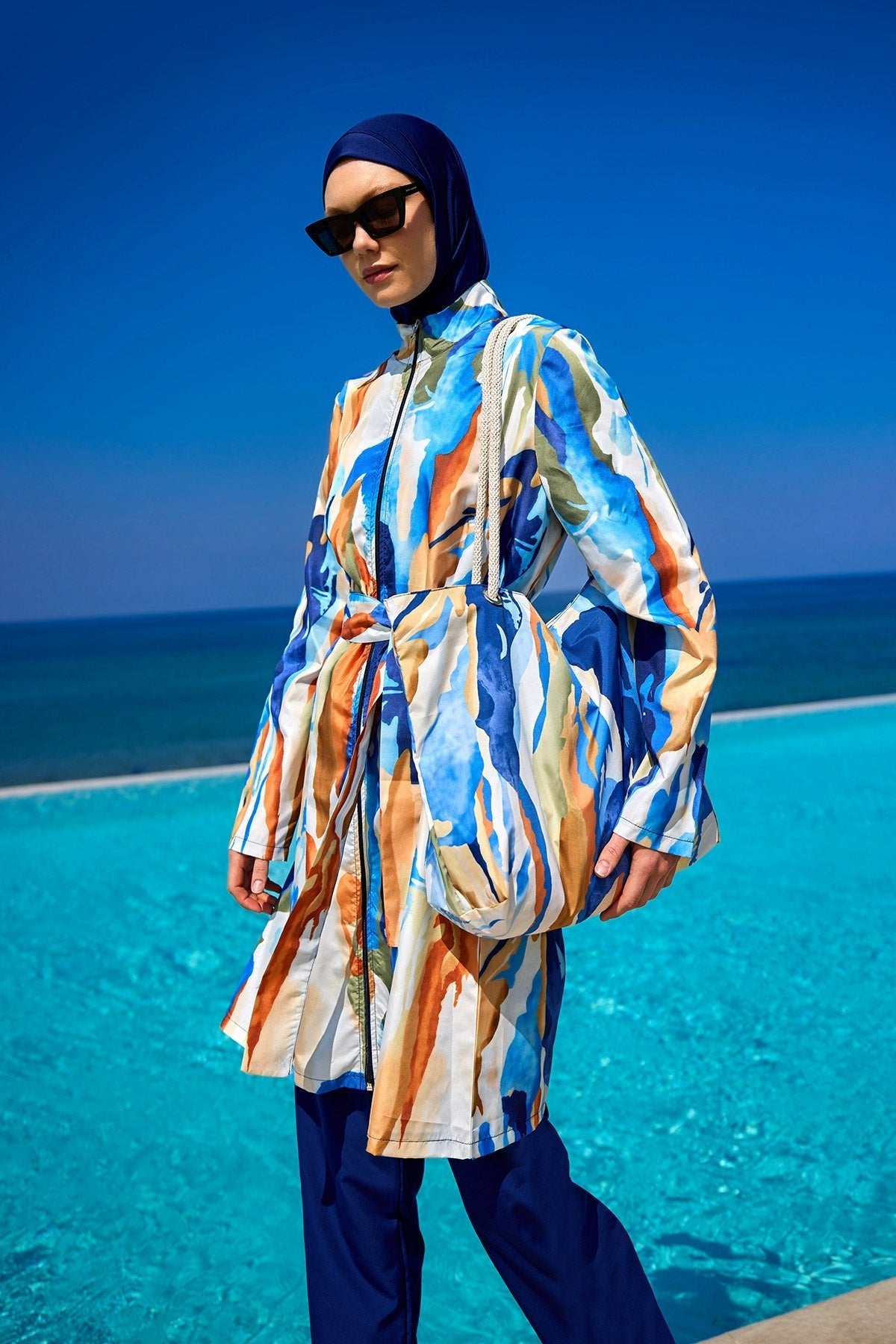 Black Full Coverage Modest Swimwear Set for Women R2514 Covered Burkini Swimwear La Vie Bien Black Full Coverage Modest Swimwear Set for Women R2514