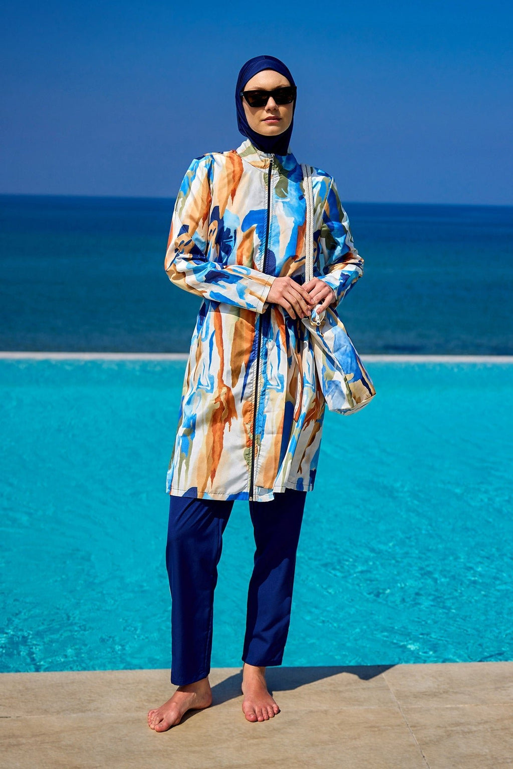 Black Full Coverage Modest Swimwear Set for Women R2514 Covered Burkini Swimwear La Vie Bien Black Full Coverage Modest Swimwear Set for Women R2514
