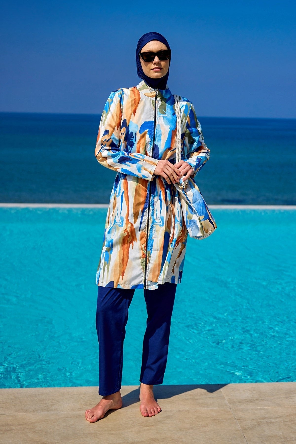 Black Full Coverage Modest Swimwear Set for Women R2514 Covered Burkini Swimwear La Vie Bien Black Full Coverage Modest Swimwear Set for Women R2514
