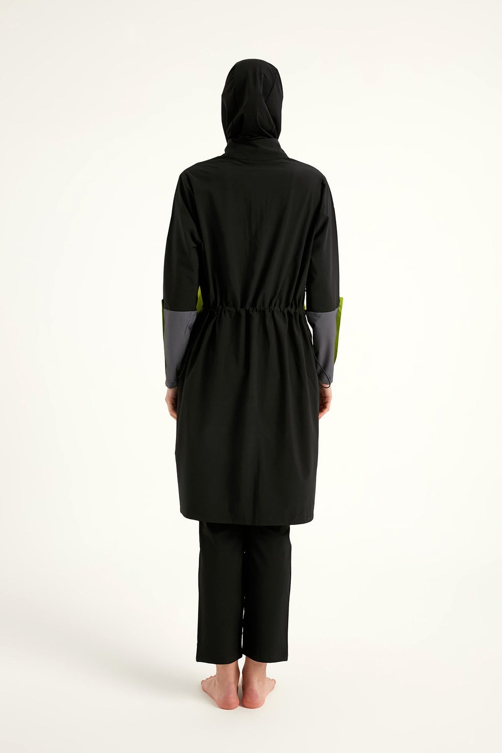 Black Full Coverage Modest Swimwear with Mesh Pocket – M2522 Covered Burkini Swimwear La Vie Bien Black Full Coverage Modest Swimwear with Mesh Pocket – M2522