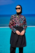 Black Full Coverage Swimsuit Set for Women R2507 Covered Burkini Swimwear La Vie Bien Black Full Coverage Swimsuit Set for Women R2507