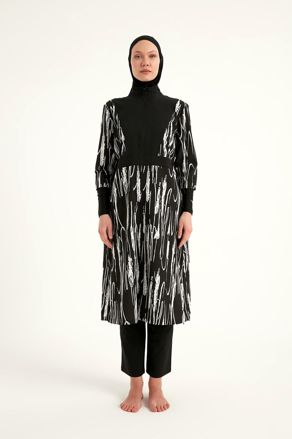 Black Full Coverage Swimwear Burkini Set M2504 Covered Burkini Swimwear La Vie Bien Black Full Coverage Swimwear Burkini Set M2504