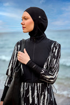 Black Full Coverage Swimwear Burkini Set M2504 Covered Burkini Swimwear La Vie Bien Black Full Coverage Swimwear Burkini Set M2504