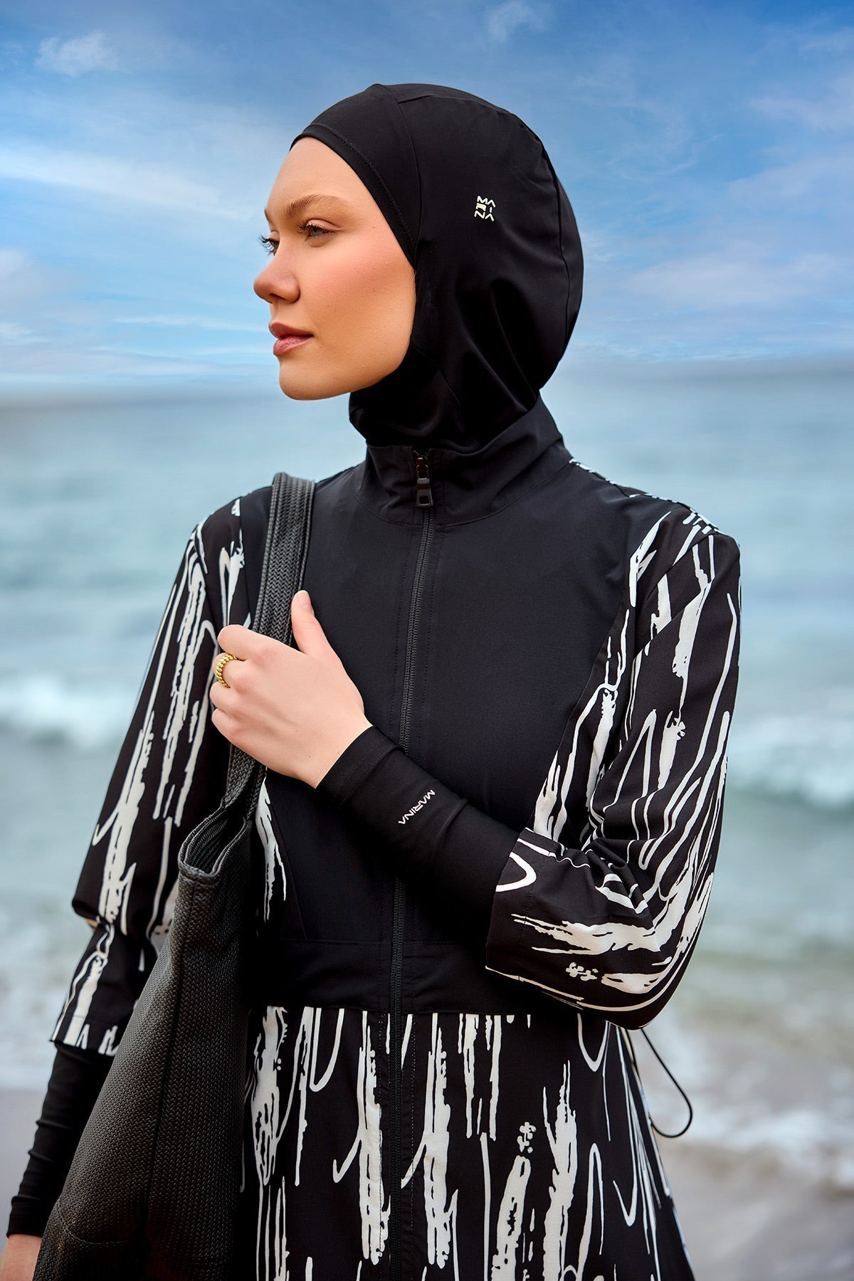 Black Full Coverage Swimwear Burkini Set M2504 Covered Burkini Swimwear La Vie Bien Black Full Coverage Swimwear Burkini Set M2504