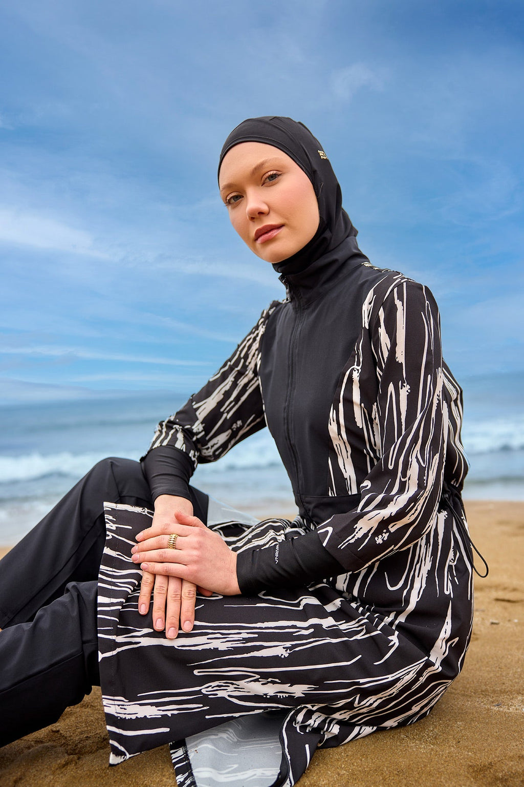 Black Full Coverage Swimwear Burkini Set M2504 Covered Burkini Swimwear La Vie Bien Black Full Coverage Swimwear Burkini Set M2504