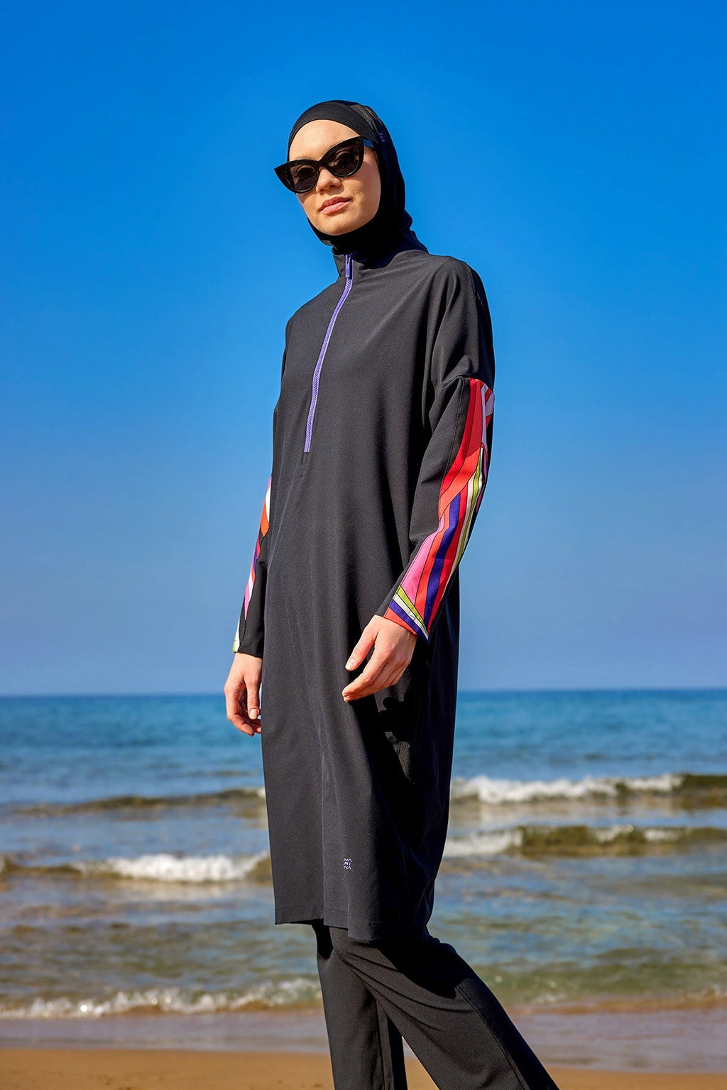 Black Full Coverage Swimwear Burkini Set M2510 Covered Burkini Swimwear La Vie Bien Black Full Coverage Swimwear Burkini Set M2510