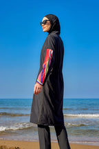 Black Full Coverage Swimwear Burkini Set M2510 Covered Burkini Swimwear La Vie Bien Black Full Coverage Swimwear Burkini Set M2510