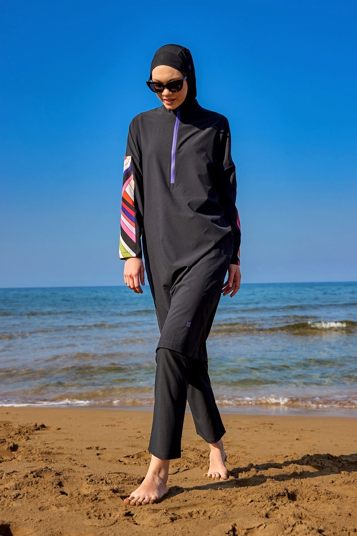 Black Full Coverage Swimwear Burkini Set M2510 Covered Burkini Swimwear La Vie Bien Black Full Coverage Swimwear Burkini Set M2510