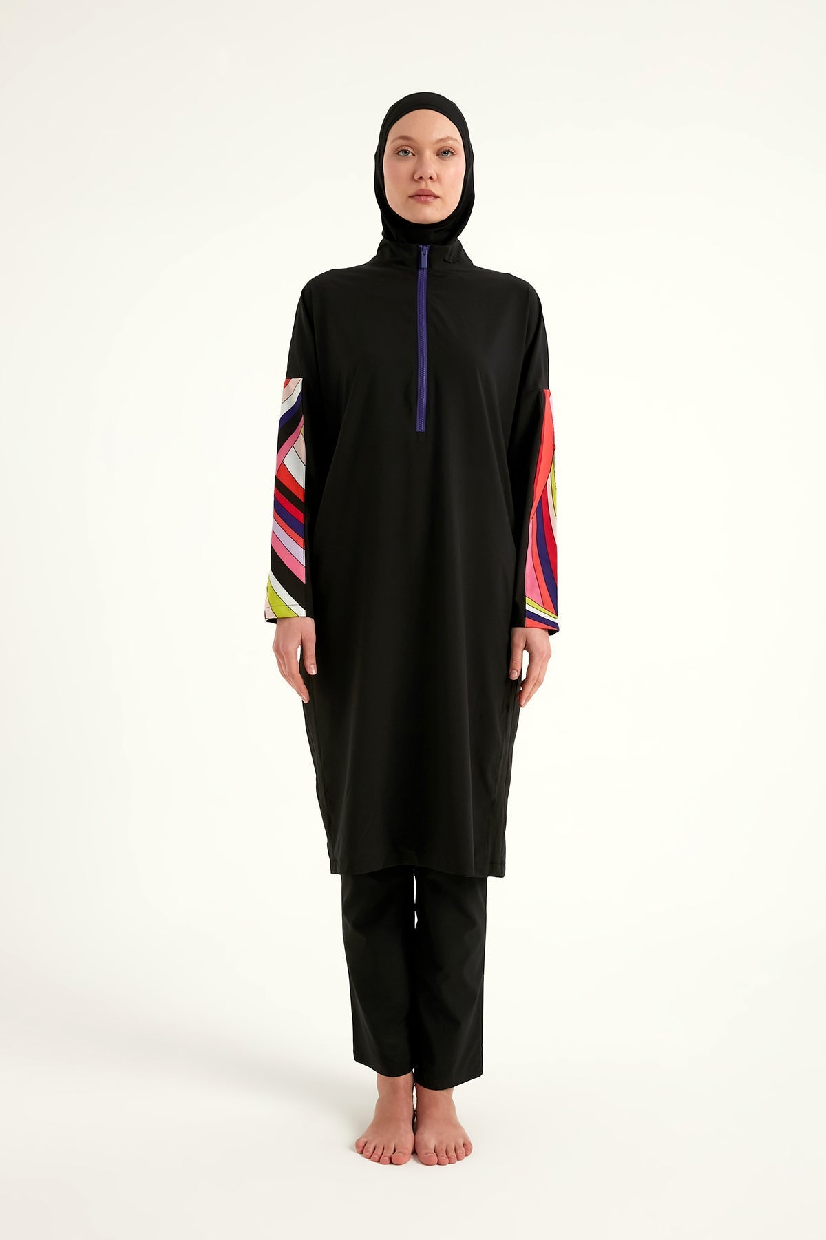 Black Full Coverage Swimwear Burkini Set M2510 Covered Burkini Swimwear La Vie Bien Black Full Coverage Swimwear Burkini Set M2510
