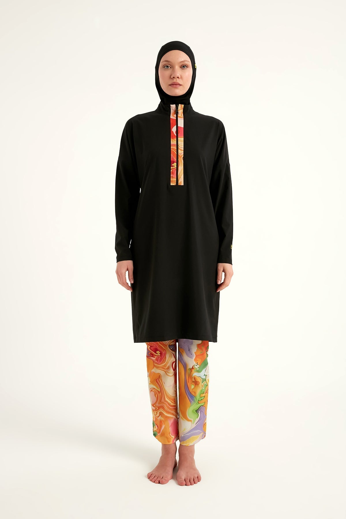 Black Full Coverage Swimwear Burkini Set M2525 Covered Burkini Swimwear La Vie Bien Black Full Coverage Swimwear Burkini Set M2525