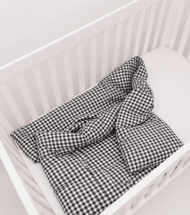 Black Gingham Crib Quilted Blanket La Vie Bien Black Gingham Crib Quilted Blanket