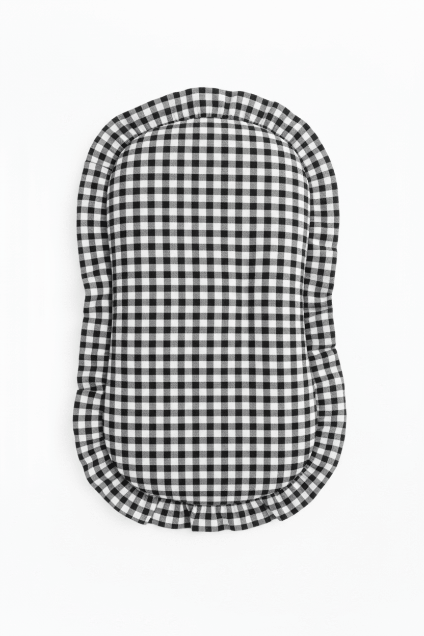 Black Gingham Ruffle Baby Lounger Cover La Vie Bien Black Gingham Ruffle Baby Lounger Cover