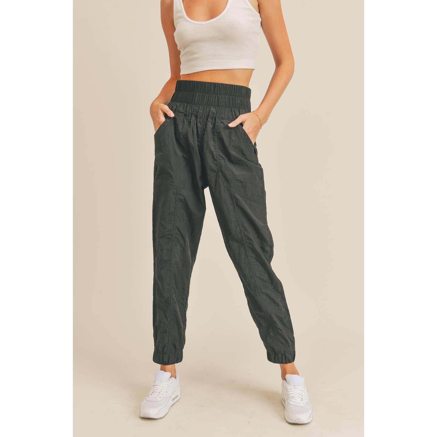 Black High Rise Warm - up Style Jogger [Sizes S - L]
