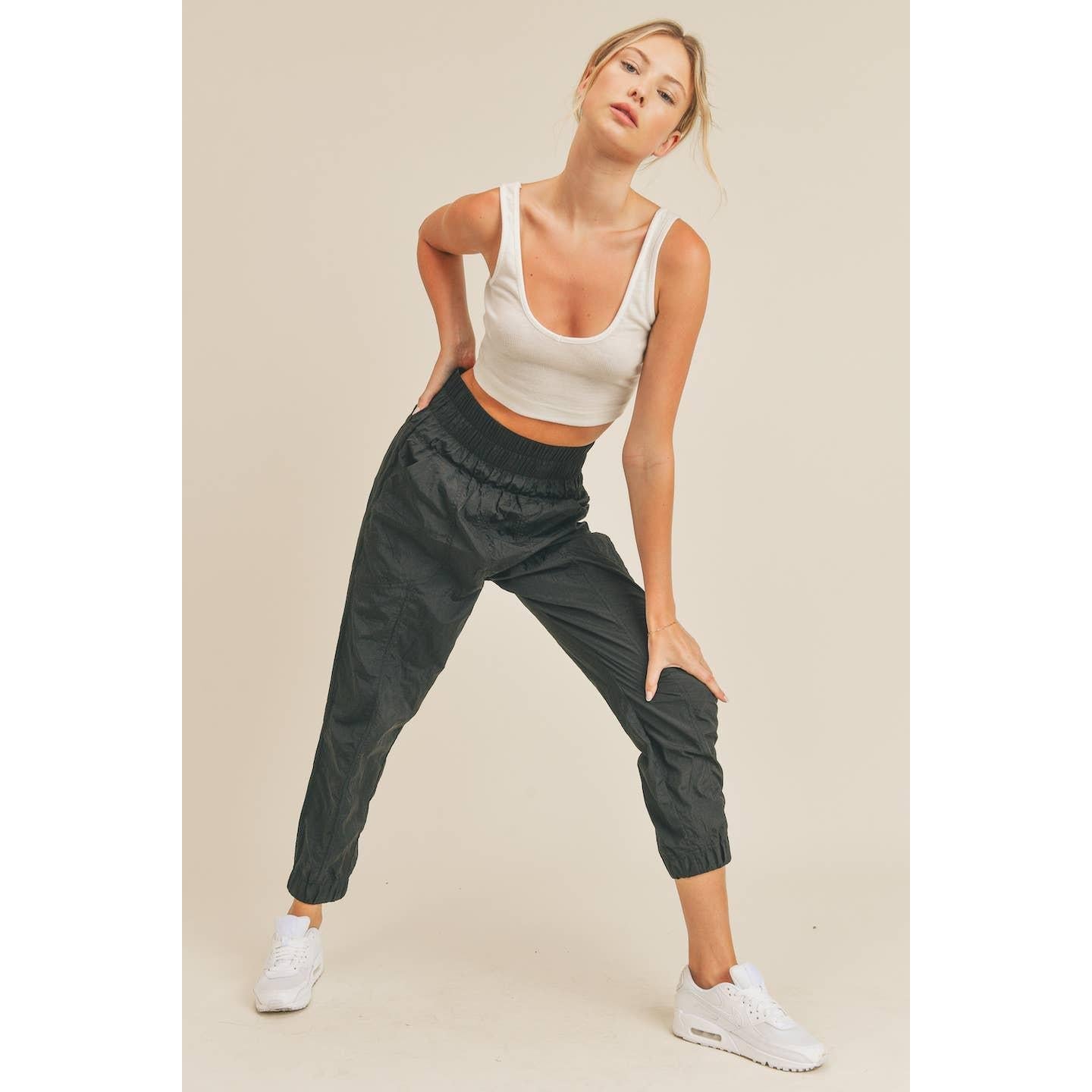 Black High Rise Warm - up Style Jogger [Sizes S - L]