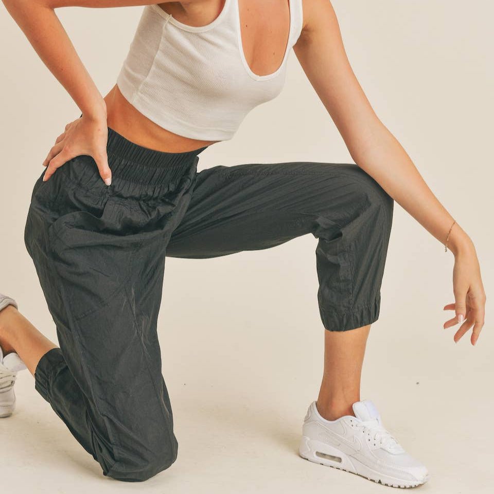 Black High Rise Warm - up Style Jogger [Sizes S - L]