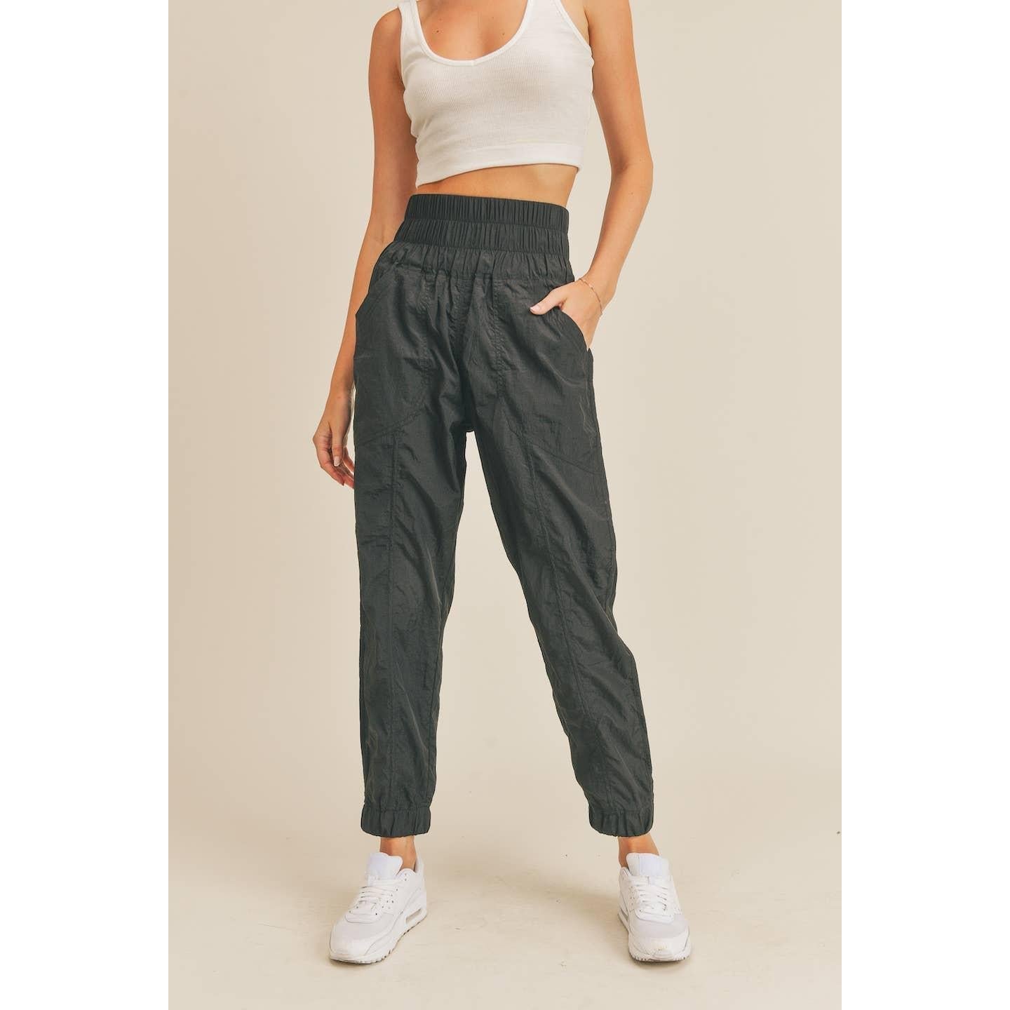 Black High Rise Warm - up Style Jogger [Sizes S - L]