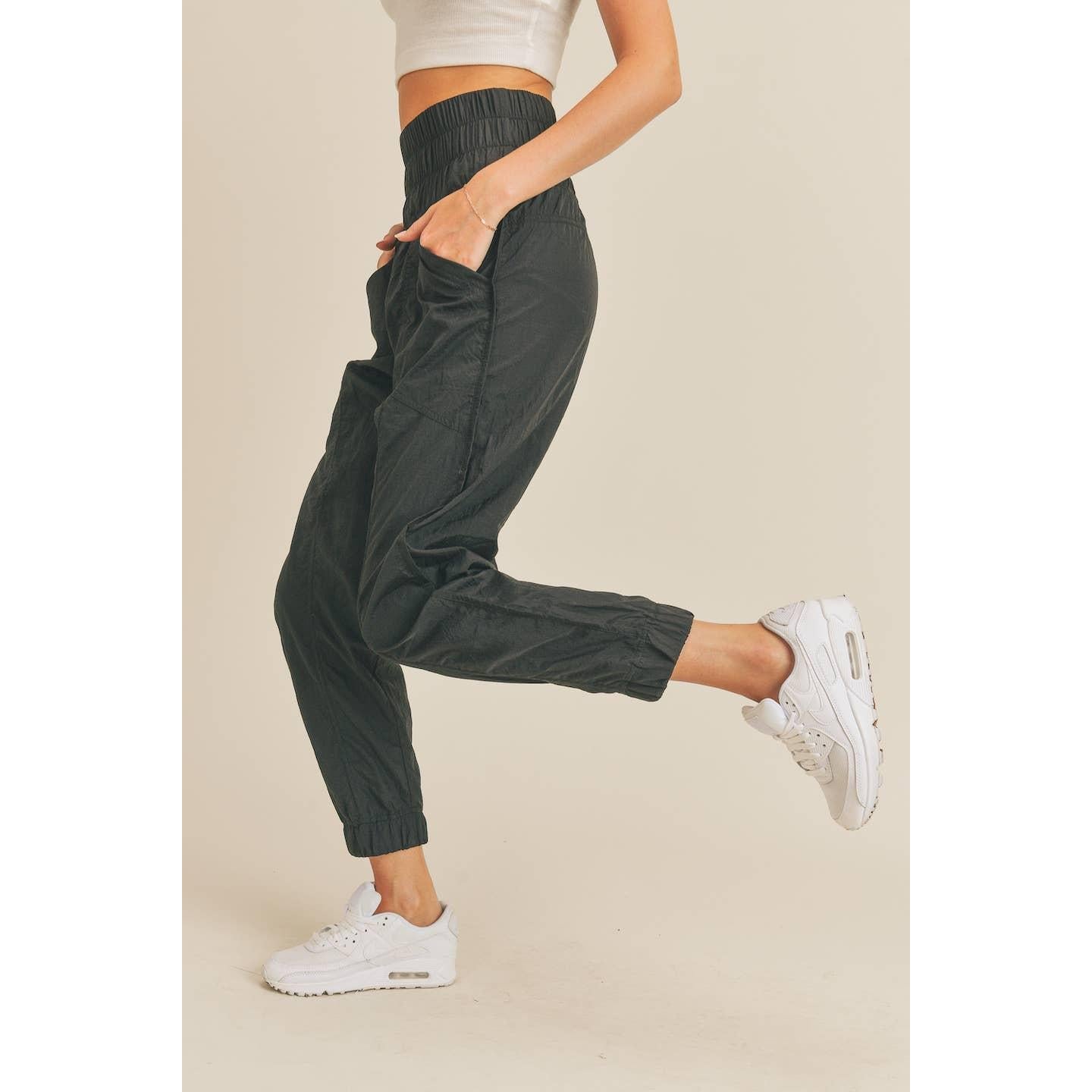 Black High Rise Warm - up Style Jogger [Sizes S - L]