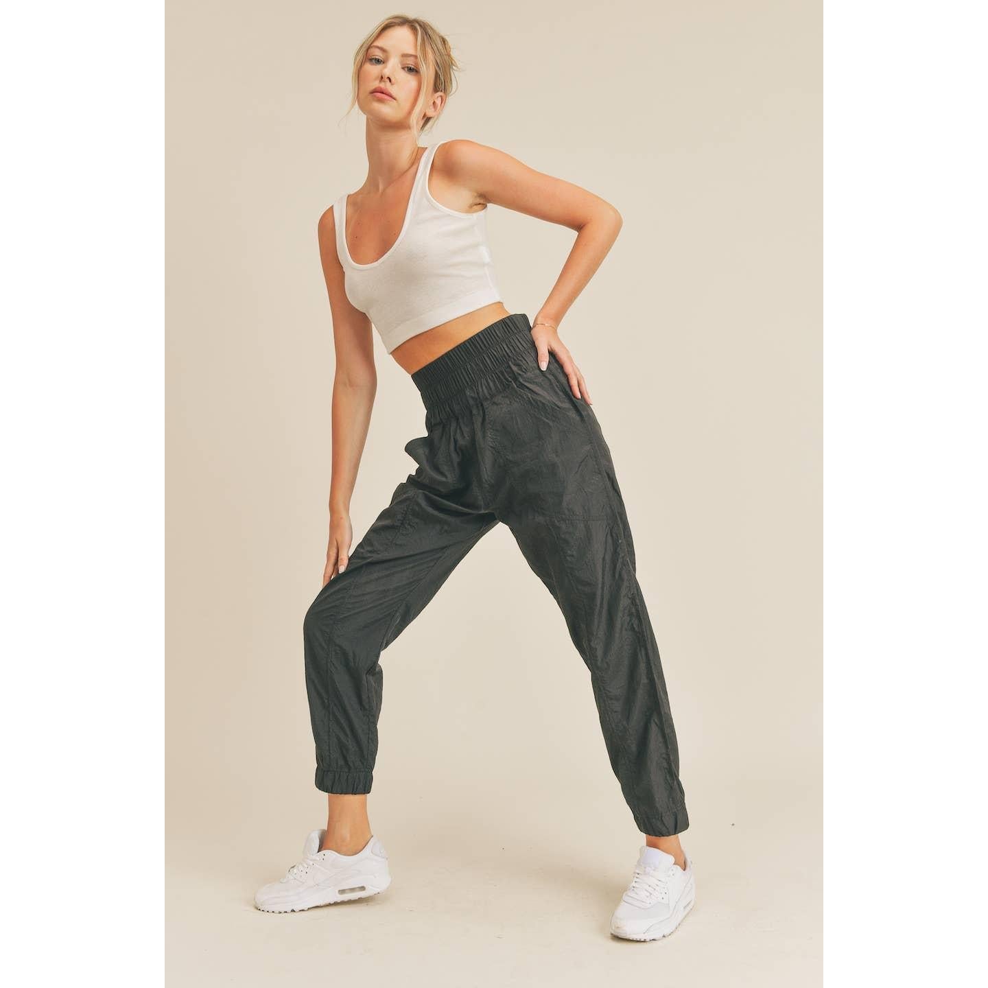 Black High Rise Warm - up Style Jogger [Sizes S - L]