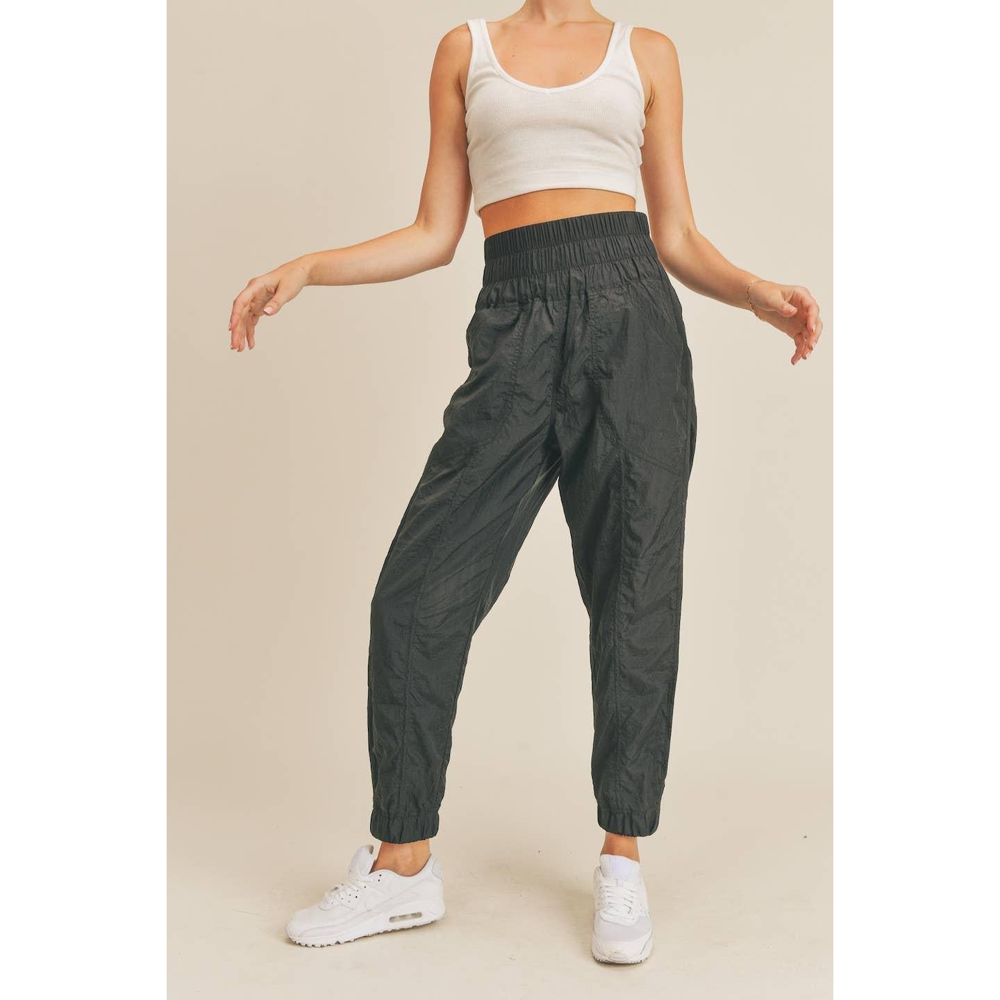 Black High Rise Warm - up Style Jogger [Sizes S - L]