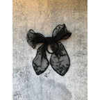 Black Lace Hair Bow with Hair Elastic by The Bullish Store