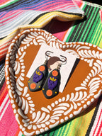 Black Marigold with Purple Skull earrings La Vie Bien Black Marigold with Purple Skull
