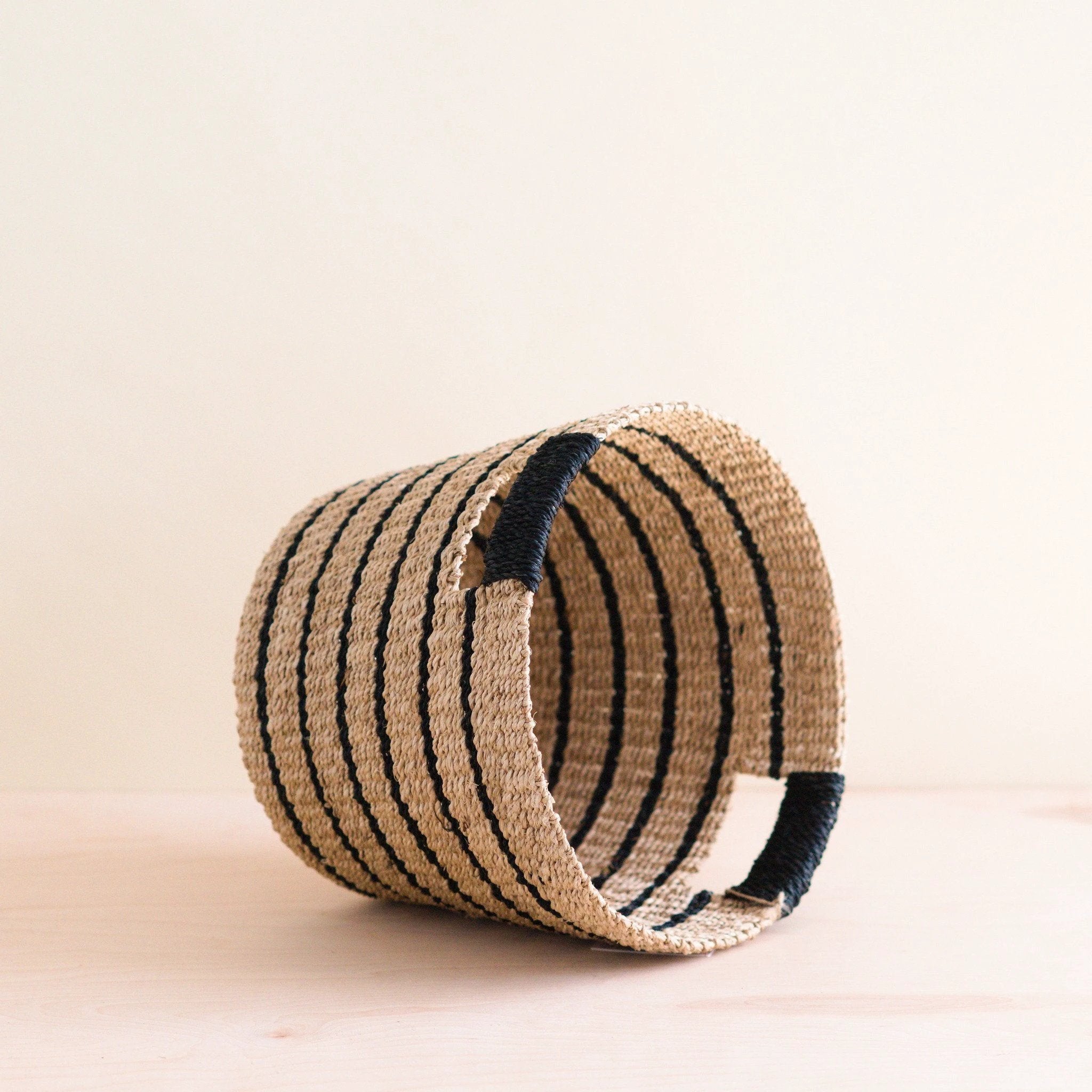 Black + Natural Striped Tapered Basket - Modern Baskets | LIKHÂ by LIKHÂ