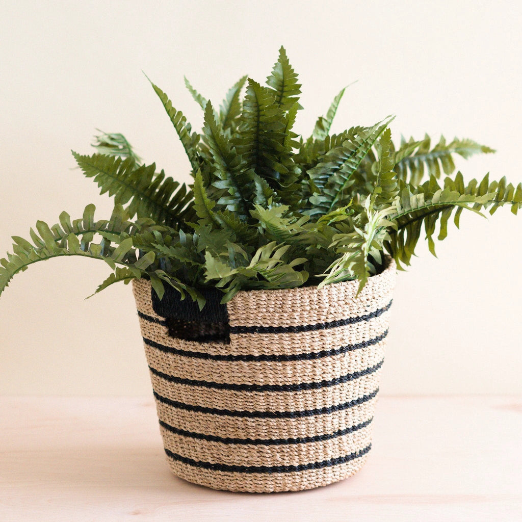 Black + Natural Striped Tapered Basket - Modern Baskets | LIKHÂ by LIKHÂ