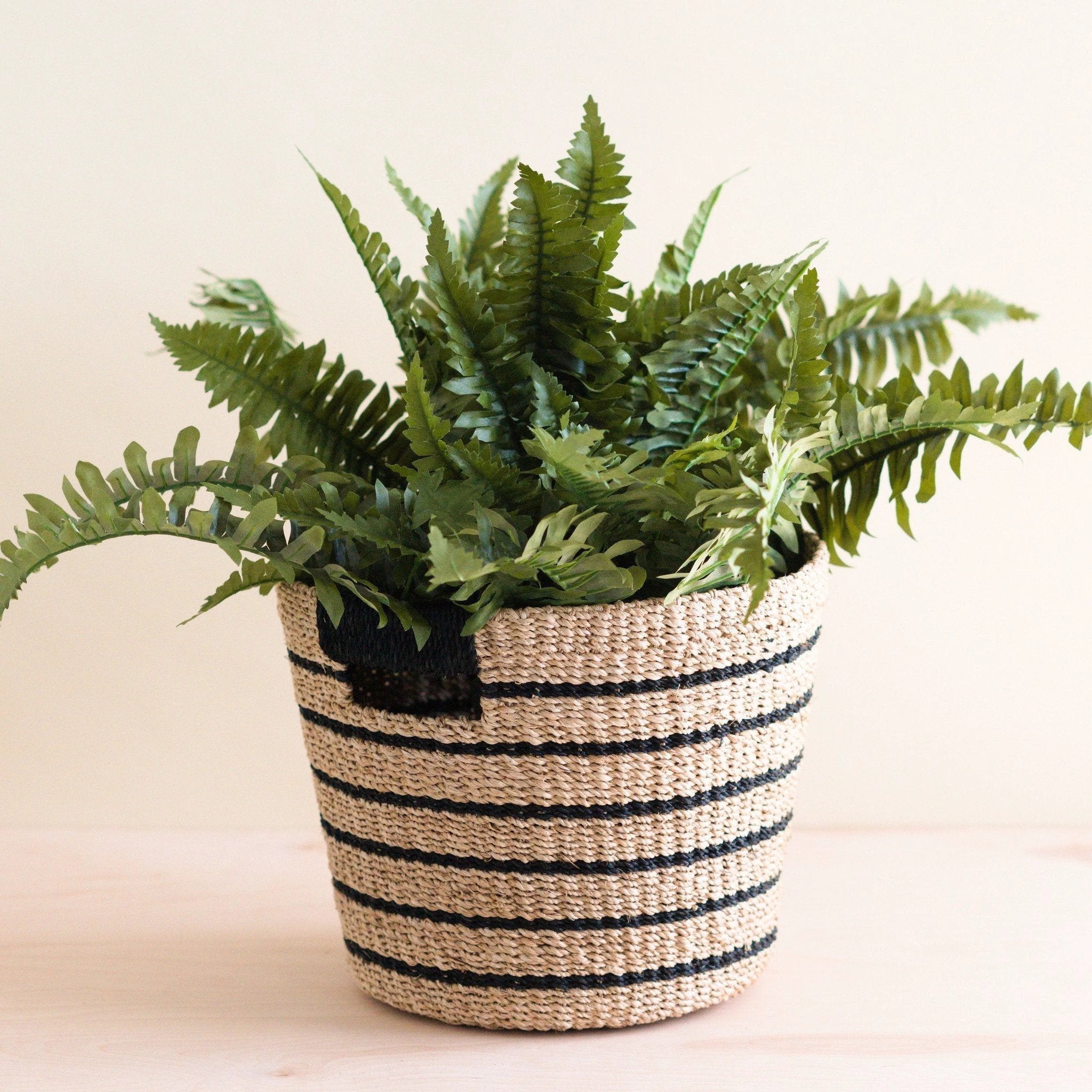 Black + Natural Striped Tapered Basket - Modern Baskets | LIKHÂ by LIKHÂ