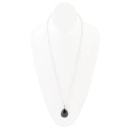 Black Onyx and Sterling Silver Teardrop Pendant Necklace by Barse Jewelry
