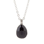Black Onyx and Sterling Silver Teardrop Pendant Necklace by Barse Jewelry