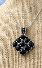 Black Onyx Cluster Pendant – Silver Statement Gemstone Jewelry Necklace La Vie Bien Black Onyx Cluster Pendant – Silver Statement Gemstone Jewelry
