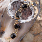 Black Onyx Golden Link Bracelet Bracelets La Vie Bien Black Onyx Golden Link Bracelet