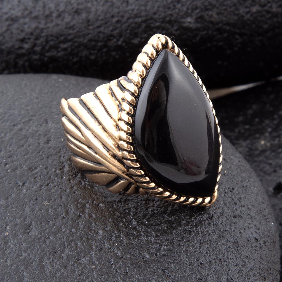Black Onyx Golden Statement Rings Rings La Vie Bien Black Onyx Golden Statement Rings