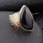 Black Onyx Golden Statement Rings Rings La Vie Bien Black Onyx Golden Statement Rings