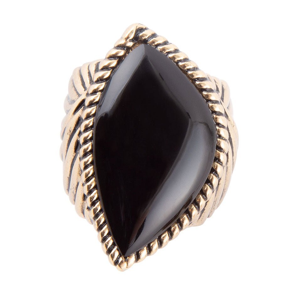 Black Onyx Golden Statement Rings Rings La Vie Bien Black Onyx Golden Statement Rings