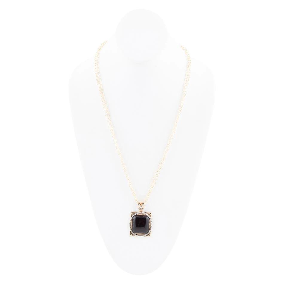 Black Onyx Mixed Metal Pendant Necklace by Barse Jewelry