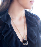 Black Onyx Mixed Metal Pendant Necklace by Barse Jewelry