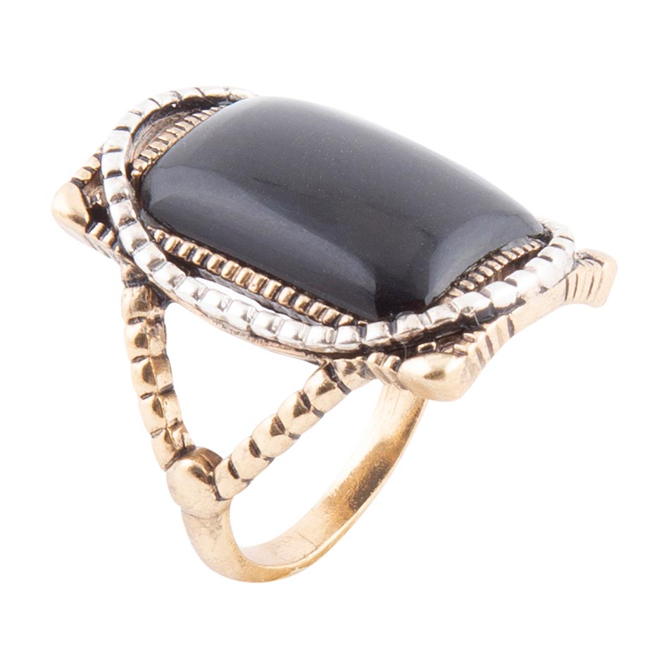 Black Onyx Mixed Metal Statement Ring