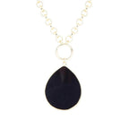 Black Onyx Teardrop Golden Chain Necklace by Barse Jewelry
