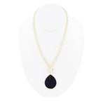 Black Onyx Teardrop Golden Chain Necklace by Barse Jewelry