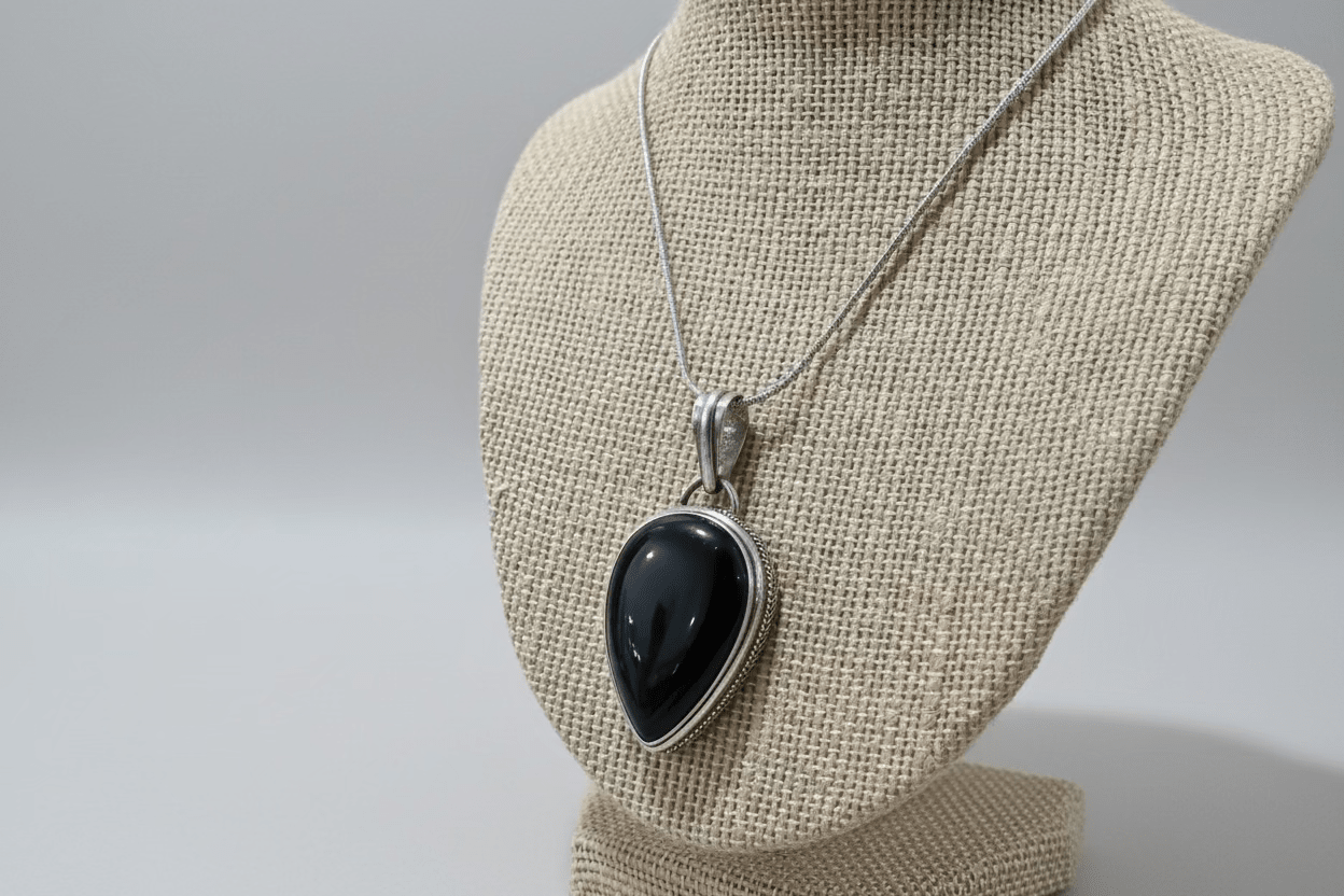 Black Onyx Teardrop Pendant – Silver Gemstone Statement Jewelry Necklace La Vie Bien Black Onyx Teardrop Pendant – Silver Gemstone Statement Jewelry